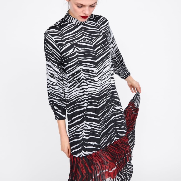 NWT ZARA ANIMAL Zebra PRINT TRIM Summer Fall DRESS - Picture 4 of 8
